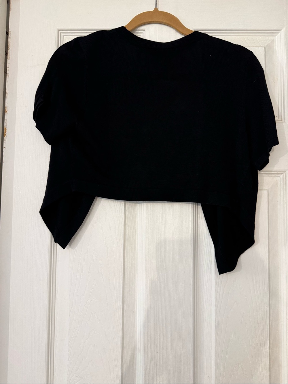 White House Black Market Black Short Sleeve Fine Knit Bolero Shrug Cardigan XS - Picture 3 of 7